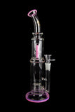 Calibear "Susan" Bent Neck Dual Perc Stemless Water Pipe with Colored Accents