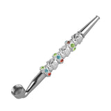 Jeweled Metal Pipe with Skulls