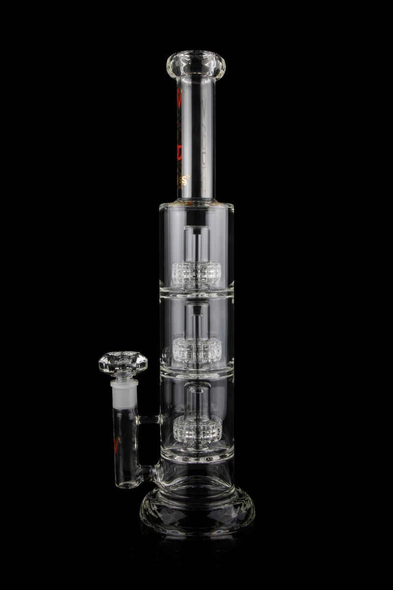 Clear/Gray) Glass Perc Tobacco Water Pipe/Bong w/Blown Glass Hole Design &  Bowl