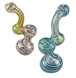 Swirl Stripped Mini Bubbler Glass Pipe