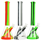 Showerhead Pyramid Perc Striped Silicone & Glass Water Pipe