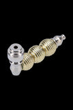 Metal Hand Pipe with Curvy Colored Metallic Body