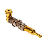 Colored Metal Hand Pipe with Skulls on Stem