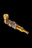 Colored Metal Hand Pipe with Skulls on Stem