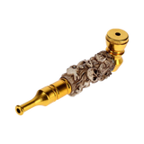 Colored Metal Hand Pipe with Skulls on Stem