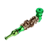 Colored Metal Hand Pipe with Skulls on Stem