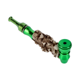 Colored Metal Hand Pipe with Skulls on Stem