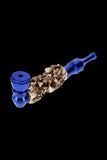 Colored Metal Hand Pipe with Skulls on Stem