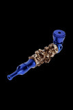 Colored Metal Hand Pipe with Skulls on Stem