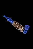 Colored Metal Hand Pipe with Skulls on Stem
