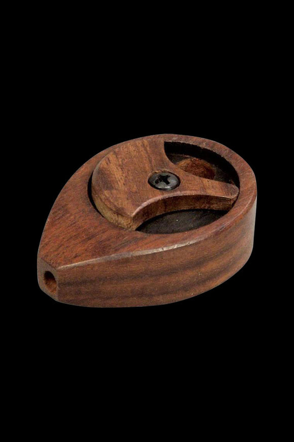 Teardrop Shaped Wood Pipe with Swivel Cover & Screen