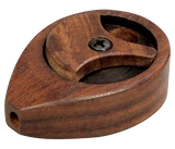 Teardrop Shaped Wood Pipe with Swivel Cover & Screen