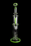 Calibear "Susan" Bent Neck Dual Perc Stemless Water Pipe with Colored Accents