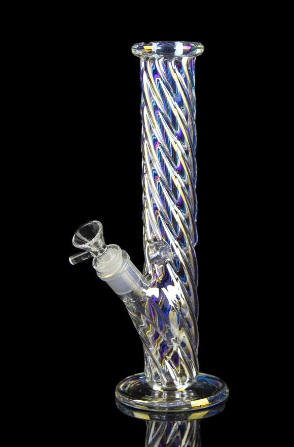 KindVibez Iridescent Swirl Glass Water Pipe - Angelic