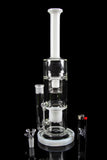 "Palm Springs" Double Inverted Stack Water Pipe with White Accents