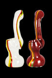 Rasta Stripe Frit Glass Bubbler - Assorted Colors