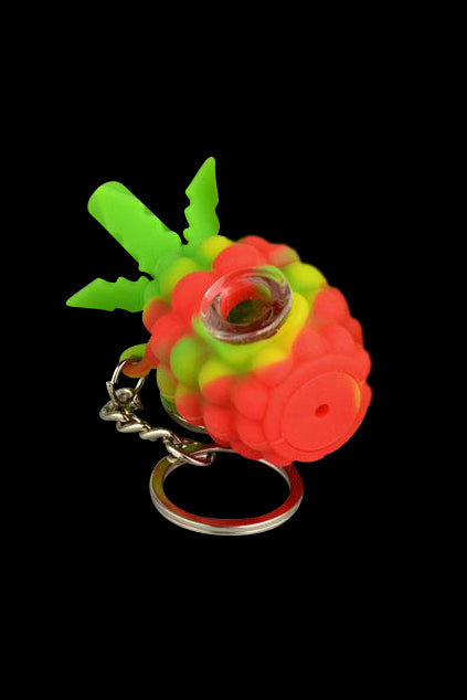 Small Pineapple Silicone Hand Pipe with Keychain