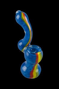 Rasta Stripe Frit Glass Bubbler - Assorted Colors