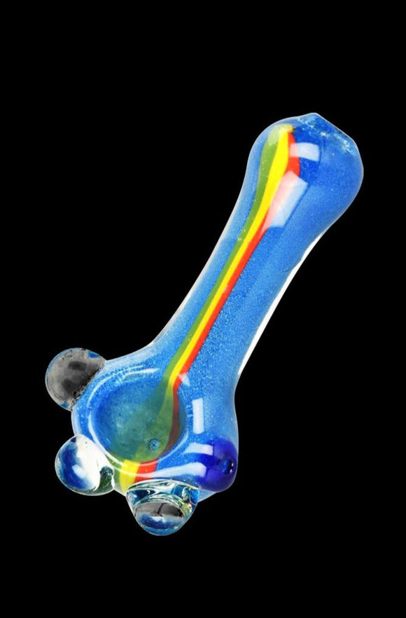 Rasta Stripe Glass Hand Pipe With Marbles