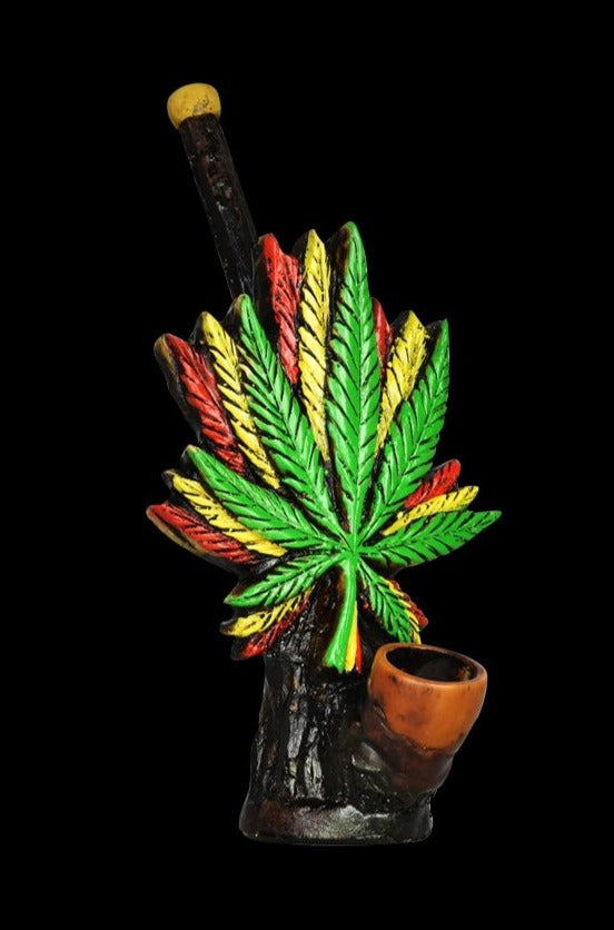 Triple Rasta Leaf Handcrafted Pipe