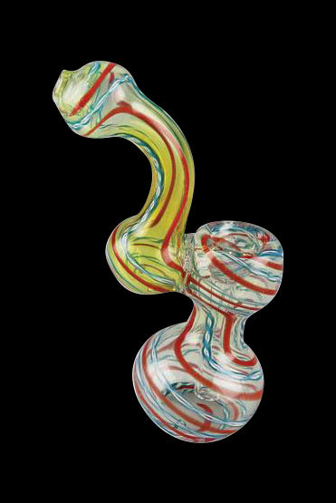 Swirl Stripped Mini Bubbler Glass Pipe