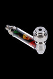 Metal Hand Pipe with Rasta Themed Acrylic Wrap