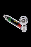 Metal Hand Pipe with Rasta Themed Acrylic Wrap