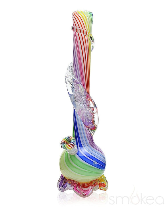 Noble Glass Medium Rainbow Cane Wrapped Soft Glass Bong
