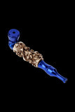 Colored Metal Hand Pipe with Skulls on Stem
